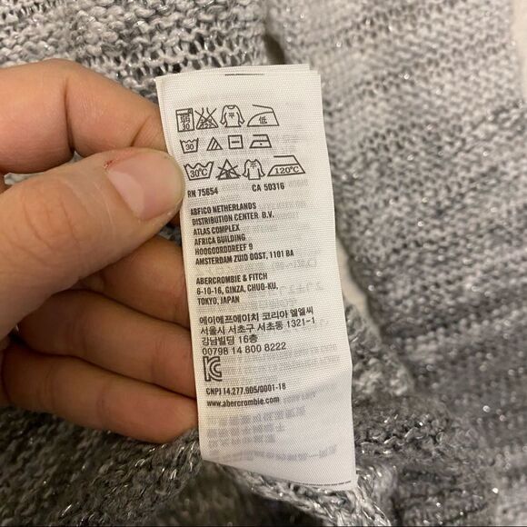 Hollister Gray Metallic Stripe V Neck Sweater lightweight open knit Y2K S - Picture 6 of 10